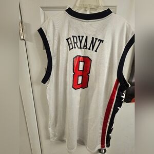 Kpbe Bryant USA Reebok White and Red Kids Jersey1T1